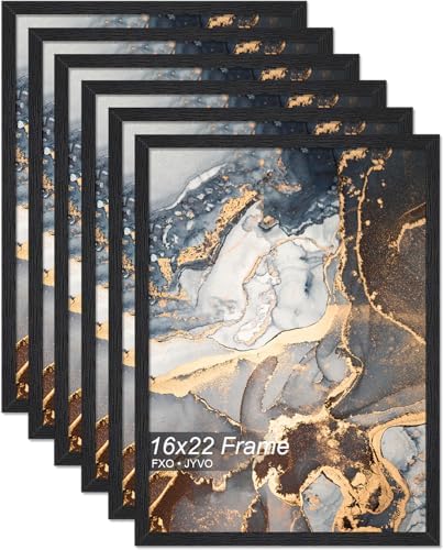 Fxojyvo 16x22 Picture Frame Set of 6 Black Engineered Wood Wall Hanging by Fxojyvo