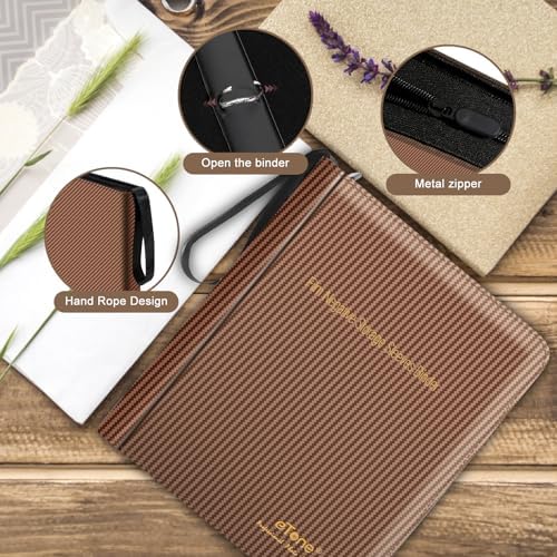 eTone Film Negative Storage Box, PU Leather 3-Ring Binder Album, Gold Foil, 13.18x7.08x1.96 Inch, Velvet Lined for 35mm 120 4x5 8x10 Negatives (Brown) - Image 6