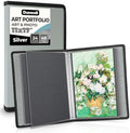 Dunwell 11x17 Art Portfolio Binder, 24-Sleeve, Black Mounting Paper, Silver by Dunwell