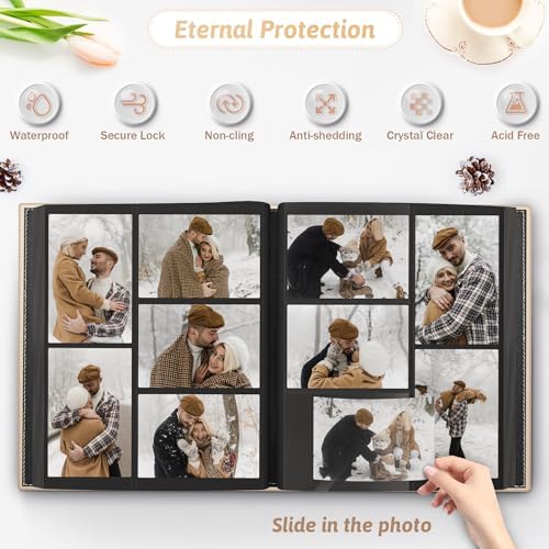 Popotop 4x6 Photo Album Holds 500 Pictures, Vegan Leather Hardcover - Image 3