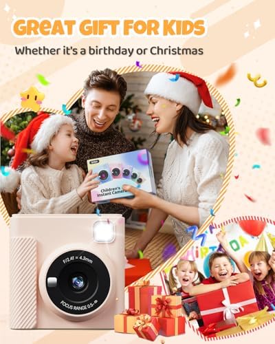 TIATUA Kids Instant Print Camera, 1080P HD Video Digital Toy, Brown - Image 6