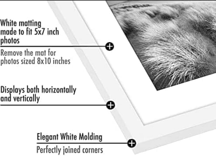Americanflat 8x10 Picture Frame 5-Pack - Matted to 5x7 - White - Image 3