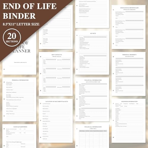 Lanpn End of Life Binder Organizer Death Planner 8.5"x11", Final Wishes & Estate Document Folder with 8 Dividers & 10 Letter Size Binder Pockets, When I Die Journal Before Death Life Plan Book, Black - Image 5