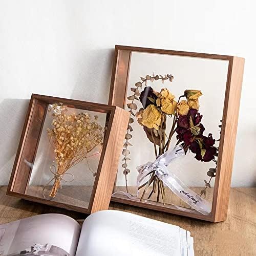 JOSON Wooden Dried Flower Photo Frame Dried Flower Display Stand Decorative Floating Photo Frame (brown-8x10) - Image 3