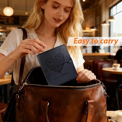 Photo Album 4x6, Leather Scrapbook Album with 50 Photos and 20 Writing Paper, DIY 6 Ring Binder Photo Album for Wedding Kids Birthday Family Travel (Black) - Image 6