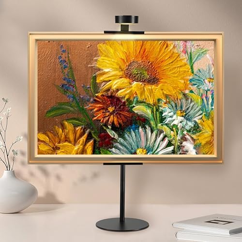 Adjustable Desktop Photo Frame Stand with Magnetic Wall Painting Light, Holds Picture Frames up to 30 Inch,with Rechargeable Battery,Metal Vertical Stand with 3 Color Temperature & 13RGB Poster Lights, for Displaying Picture Frames, Artworks (1 Pack,Bl... - Image 7