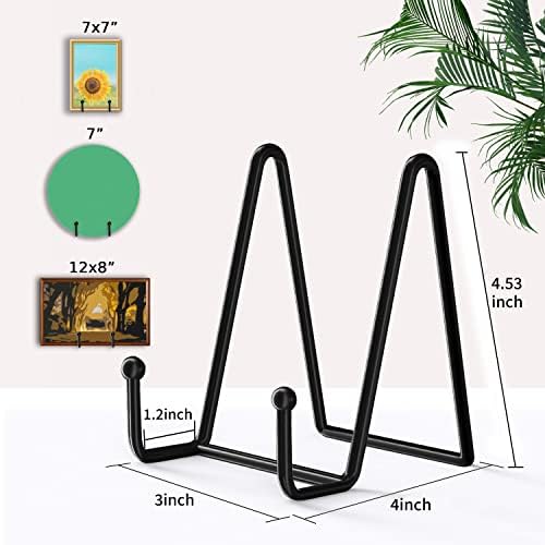 Decolore 5 Pack 4 inch Display Stands Black Iron Easel for Plate Stand Plate Holder for Picture, Decorative Plate, Photo Easel, Artistic Work Display Stand, Picture Frames - Image 2