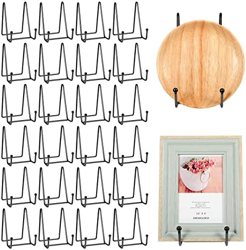 Mixweer 24 Pcs Plate Stands for Display Metal Photo Easel Stand Book Holder Plate Holder Picture for Decorative Display Easels Picture Frame Stands Rack(4.3 Inch) by Mixweer