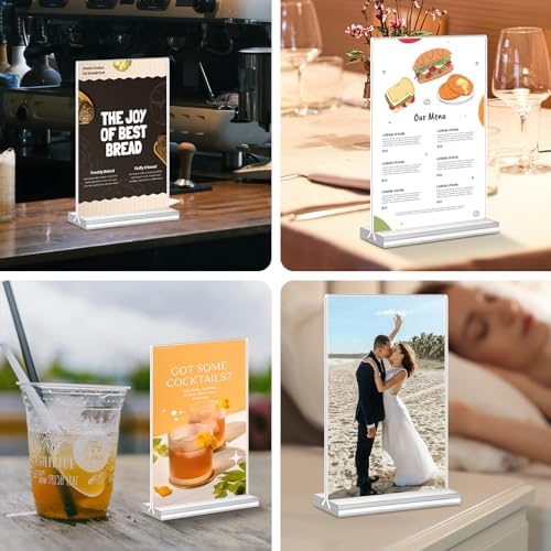 Acrylic Sign Holder 4x6, 15 Pack Clear Double Sided Menu Vertical Display Stand, Desktop Paper Holder Suitable for Restaurants, Office, Store, Show Fair - Image 7