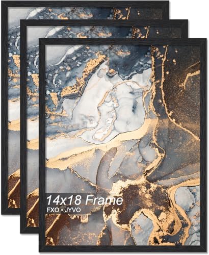 Fxojyvo 14x18 Picture Frame Set of 3 Black Engineered Wood Wall Hanging by Fxojyvo
