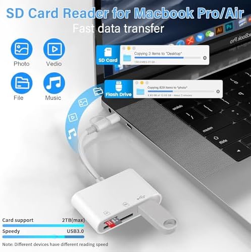 SD Card Reader for iPhone iPad Mac, Lightning & USB-C Dual Interface Memory Card Reader with SD/Micro SD/USB-A 3 Slots, Digital Camera Adapter to iPhone, Plug & Play - Image 5