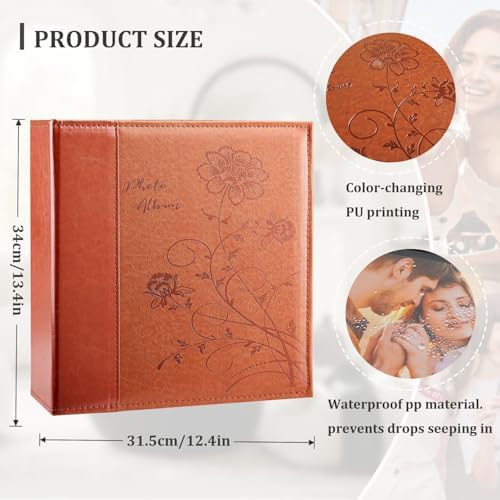 Artmag Photo Album 4x6 1000 Photos, Large Capacity Wedding Family Leather Cover Picture Albums Holds Horizontal and Vertical 4x6 photos with Black Pages(Brown) - Image 2