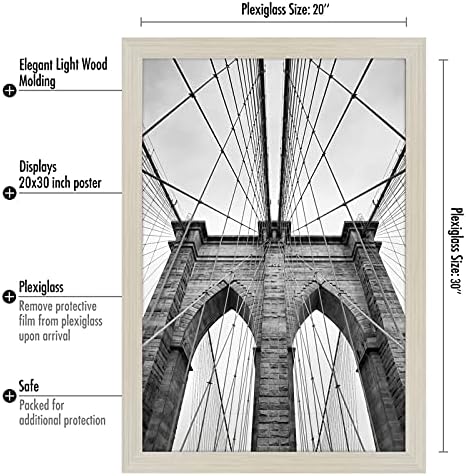 Americanflat 20x30 Poster Frame - Engineered Wood with Polished Plexiglass - Wide Picture Frame for Vertical or Horizontal Wall Display - Epic Collection - Light Wood - Image 2
