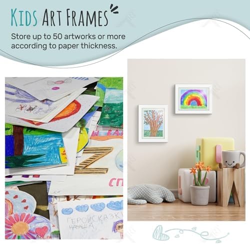 8 Pack 9x12 Front-Opening Kids Artwork Frames Changeable (White) - Image 4