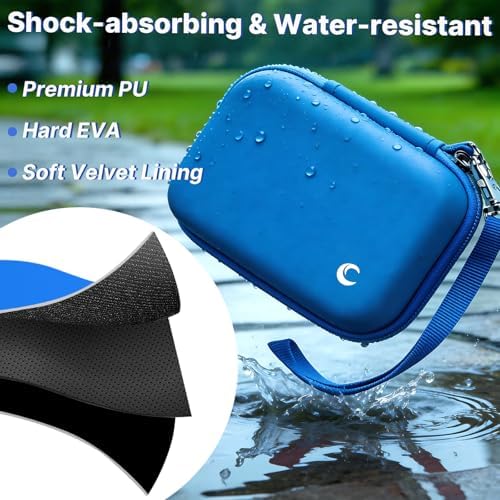 Comecase Hard Camera Case for KODAK PIXPRO FZ55 FZ45, Shockproof Digital Camera Bag with Accessory Mesh Pocket, Small Vlogging Camera Case, Portable Travel Carrying Pouch for All Ages, Blue - Image 5