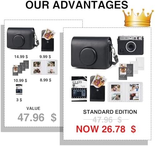 CAIYOULE Camera Case for Fujifilm Instax Mini EVO Instant Camera, Black - Image 3