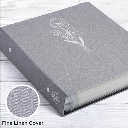 Lanpn Scrapbook Photo Album 12x12 2 Packs, Linen Cover Archival Acid Free Top Load 3 Ring Binder Folder Photo Book 12 x 12 with 30 Plastic Sleeves 60 Pages Grey - Image 3