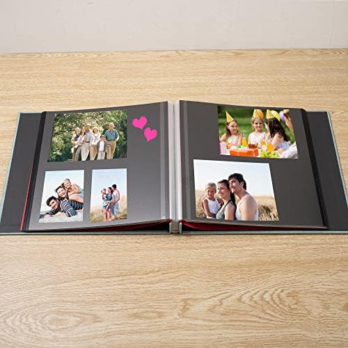 Large Photo Album Self Adhesive 4x6 8x10 10x12 13"x12.6" Scrapbook Album 12.6"x11" Inch 60 Black Sticky Pages Linen Cover Magnetic Photo Album with A Metallic Pen and DIY Stickers(Green) - Image 3