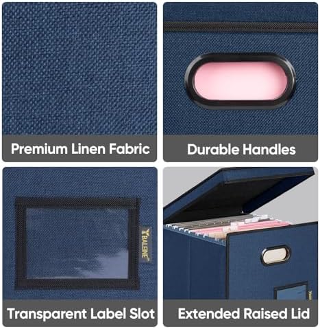 BALEINE File Organizer Box with Lid, Collapsible Hanging File Storage Box - Image 6
