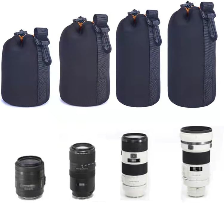 X-Large Camera Lens Pouch, Extra Large Thick Protective Neoprene Bag Storage Cover Case with Drawstring Design, Soft Plush Interior for Canon, for Nikon, for Sony DSLR Lenses (XL Size) - Image 5