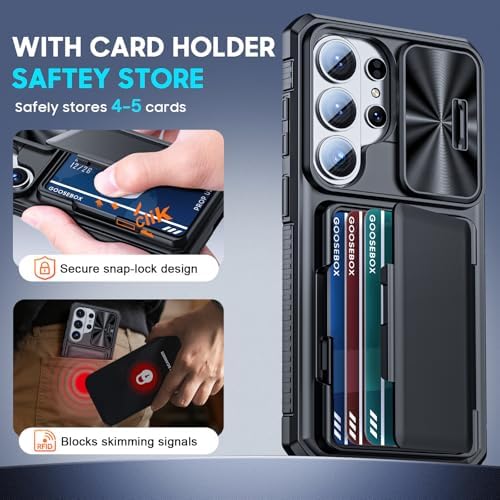 GooseBox for Samsung Galaxy S26 Ultra Case Wallet with RFID [Cards Holder][Camera Cover][Edge Raised] Full Body Shockproof Silicone Protective Phone Case for Galaxy S26 Ultra 2026 (Black) - Image 3