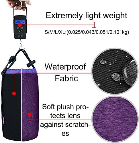 CADeN Lens Pouch Set 4 Pack Replacement Compatible for Canon, Nikon, Sony, Pentax, Olympus (Small, Medium, Large, X Large) Camera Lens Case Bag Thick Protective Neoprene Pouch Soft Plush for DSLR Lens - Image 5