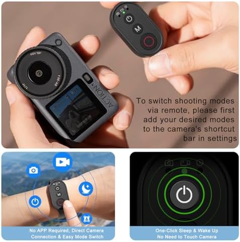 Bluetooth Camera Remote Control for GoPro, DJI, Insta360 Smartphones, Wireless Shooting Remote w Watch Strap & Lanyard, 50M Long Range, 40H Battery Life, One-Click Wake Up & Mode Switch - Image 2