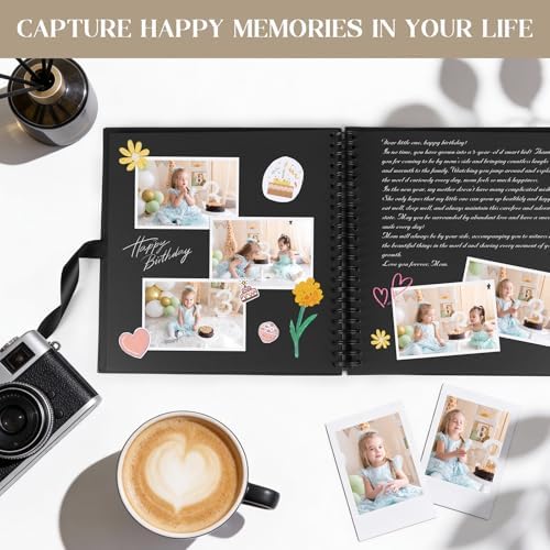 INNOCHEER Photo Album - Self Adhesive 80 Black Pages, Large Scrap Book Wedding Guest Book for DIY Anniversary Travel Memory Scrapbooking (Black 10X10) - Image 5