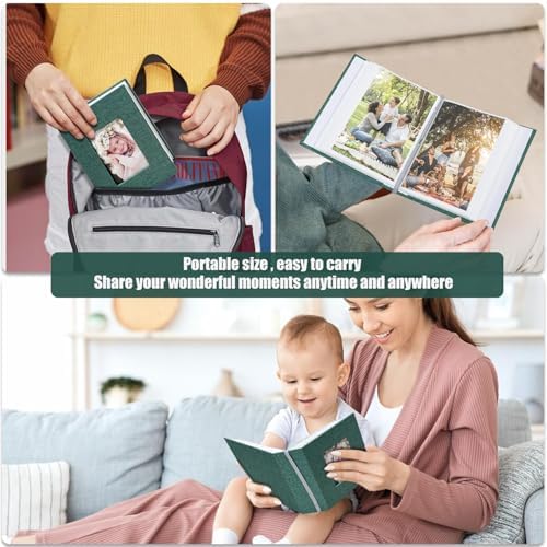 Photo Album 4x6 100 Pockets, Linen Cover Top Loader Vertical, Slip-in Picture Dark Green Pockets Albums for Wedding, Family, Anniversary, Baby, Vacation - Image 5