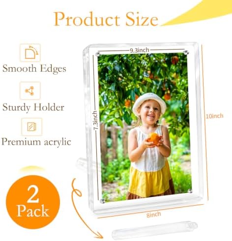 WeRock 2 Pack 8x10 Acrylic Picture Frames, Clear Picture Frames with Stand Magnetic Frame Acrylic Lucite Frameless Transparent Gift for Home Office Display Decor for Photos Certificates - Image 2