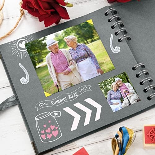 Bstorify Square Scrapbook Photo Albums 7 x 7 Inch Grey Hardcover with Ribbon Closure - Ideal for Scrapbooking, Art & Craft Projects - Image 7