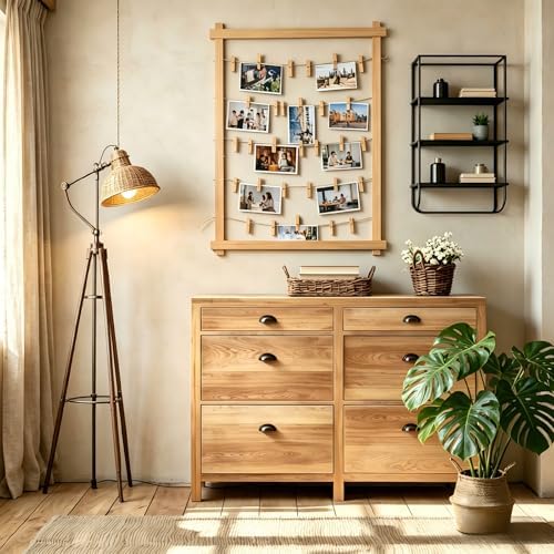 2026 Graduation Decorations Freestanding Wooden Photo Display Board with Clips - Class of 2026 Graduation Centerpiece Table Decorations,Large Picture Frame Collage Holds 30+ Photos (Natural Pine) - Image 5