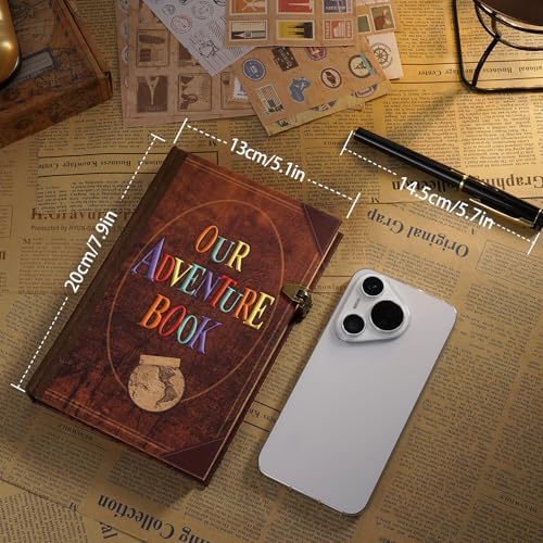 Our adventure Book 144 Pages 5.1 * 7 Inch Hardcover Journal Scrapbook Photo Album,Retro Style Embossed Letter Cover Travel Diary Journal Scrap Book For Couples,Memory Book For Anniversary Wedding - Image 3