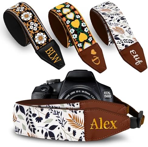 Art Tribute Camera Strap Personalized With Name - Shoulder, Crossbody & Neck Camera Strap for Photographers, Fits All Cameras, Canon Nikon Sony Fujifilm, Padded Strap W/Quick Release & Leather Ends by ArtTribute