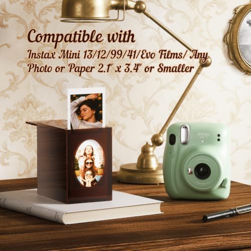 WINKINE Acrylic Instax Mini Frame & Photo Storage Box for Instax Mini 13/12/99/41/Evo Films, 2x3 Film Frame, Vintage Box with Sliding Lid, Amber, 1 Pack - Image 2