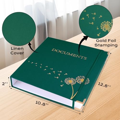 XKDOUS Important Document Organizer 3 Ring Linen Binders Folio File Folders - Image 4