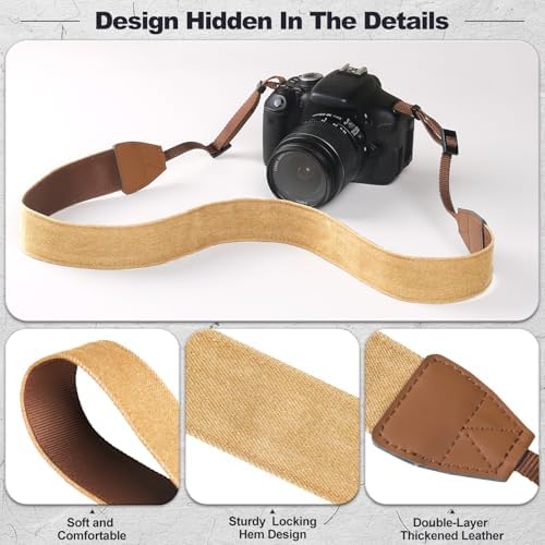 Universal Camera Strap - Camera Neck Strap, Adjustable Shoulder Straps Compatible with Canon, Fujifilm, Nikon, Olympus, Panasonic and other SLR and mirrorless cameras - Khaki - Image 5
