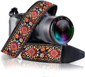 Art Tribute Camera Strap - Shoulder, Crossbody & Neck Camera Strap for Photographers, Fits All Cameras, Canon Nikon Sony Fujifilm, Padded Strap W/Quick Release, Embroidered Cotton & Leather Ends, Red by ArtTribute