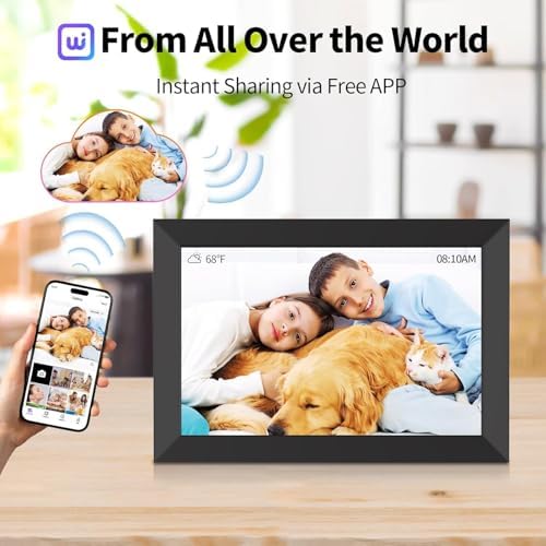 Digital Picture Frame 10.1 Inch, WiFi Digital Photo Frame with 16GB Storage, IPS HD Touchscreen, Instant Photo & Video Upload via Uhale APP, Wall-Mounted, for Mom, Housewarming Black - Image 2