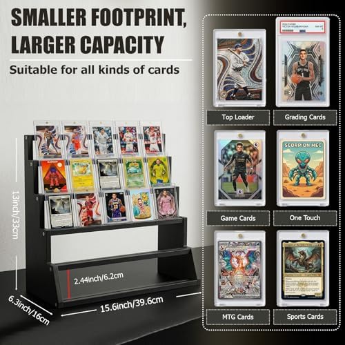 5 Tier Wooden Card Display Stand Holds 20-25 PSA BGS SGC Graded Sports Card - Image 2