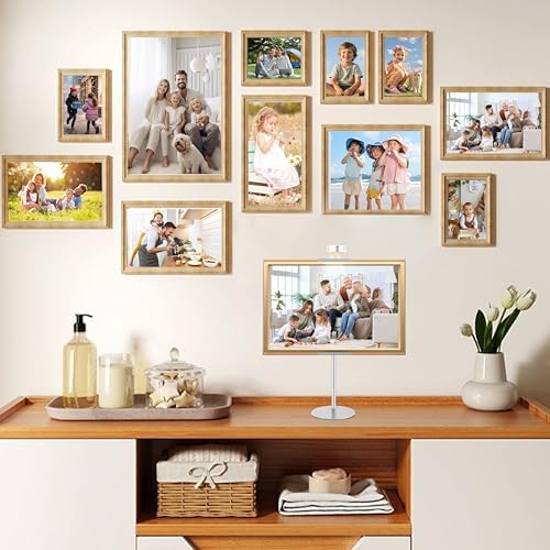 Adjustable Desktop Photo Frame Stand with Magnetic Wall Painting Light, Holds Picture Frames up to 18 Inch,with Rechargeable Battery,Metal Vertical Stand with 3 Color Temperature & 13RGB Poster Lights, for Displaying Picture Frames, Artworks (1Pack, Si... - Image 2