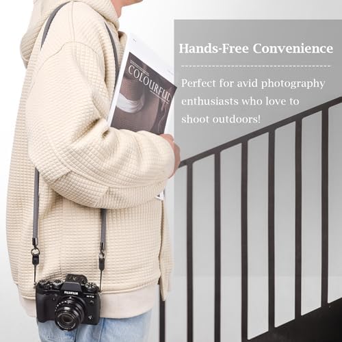 VOVMOEYA Nylon Braided Camera Rope Strap, Camera Neck Shoulder Strap with O-Ring for DSLR & Mirrorless Camera- Grey - Image 3