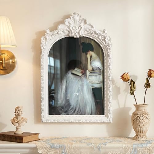 Cuspin 6x8 White Arched Picture Frame, Vintage Elegant Decorative Frame - Image 3