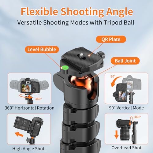 XXZU 75" Camera Tripod,Aluminum Tripod for Camera Phone/Monopod with Remote - Image 3