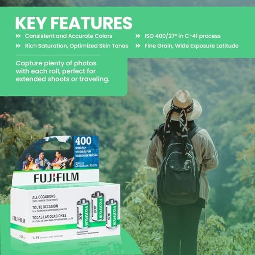 FUJIFILM 400 Color Negative Film (35mm Roll Film, 36 Exposures, 6-Rolls, 2-Pack) + BluebirdSales Microfiber Cleaning Cloth - Image 4