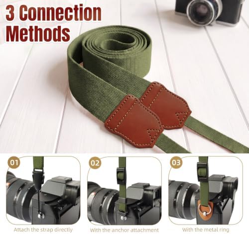 Camera Neck Strap for Fujifilm x100vi xt30 iii XM5 XT30 XT50 XT5 XE5 etc, Adjustable Woven Soft Film Camera Shoulder Strap(Military Green) - Image 3