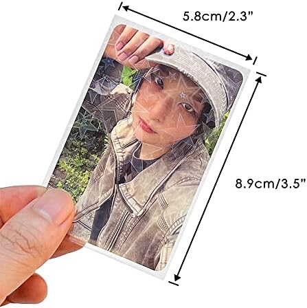 100 Packs Laser Star Photocard Sleeves Kpop 200 Microns Ultra Thick Sleeves Idol Photo Cards Protector Trading Cards Shield Cover (New Star-Shape Laser, Unsealable) - Image 2