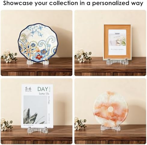 Acrylic Easel Display，Plate Stand for Display，Adjustable Clear Display Holder for 8" to 12" Platter, Book, Card, Frame, Picture, Artwork, Plaque ( Large-1pc 8"-12") - Image 7