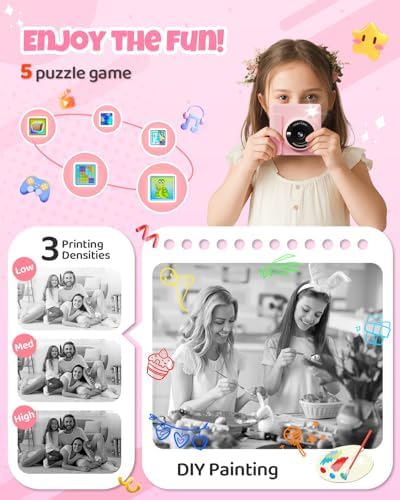 TIATUA Kids Instant Print Camera, 1080P HD Video Digital Toy, Pink - Image 5