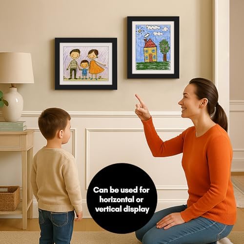Americanflat Kids Artwork Frame Changeable (Black) - Magnetic Door Holds 100 Art Pieces - 8.5x11 Letter Size Display with Mat or 10x12.5 Without Mat - My Mini Masterpiece - Image 4
